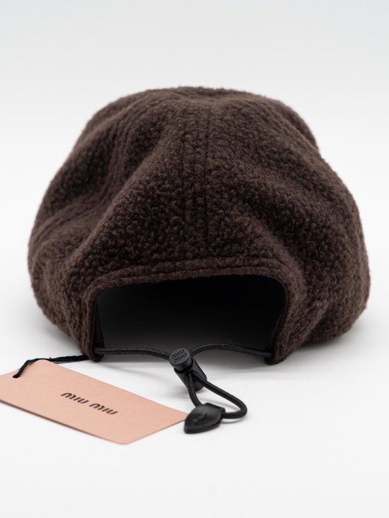 Miu Miu Fleece Baseball Cap Brown Black size M 100% Authentic Embroidered logo